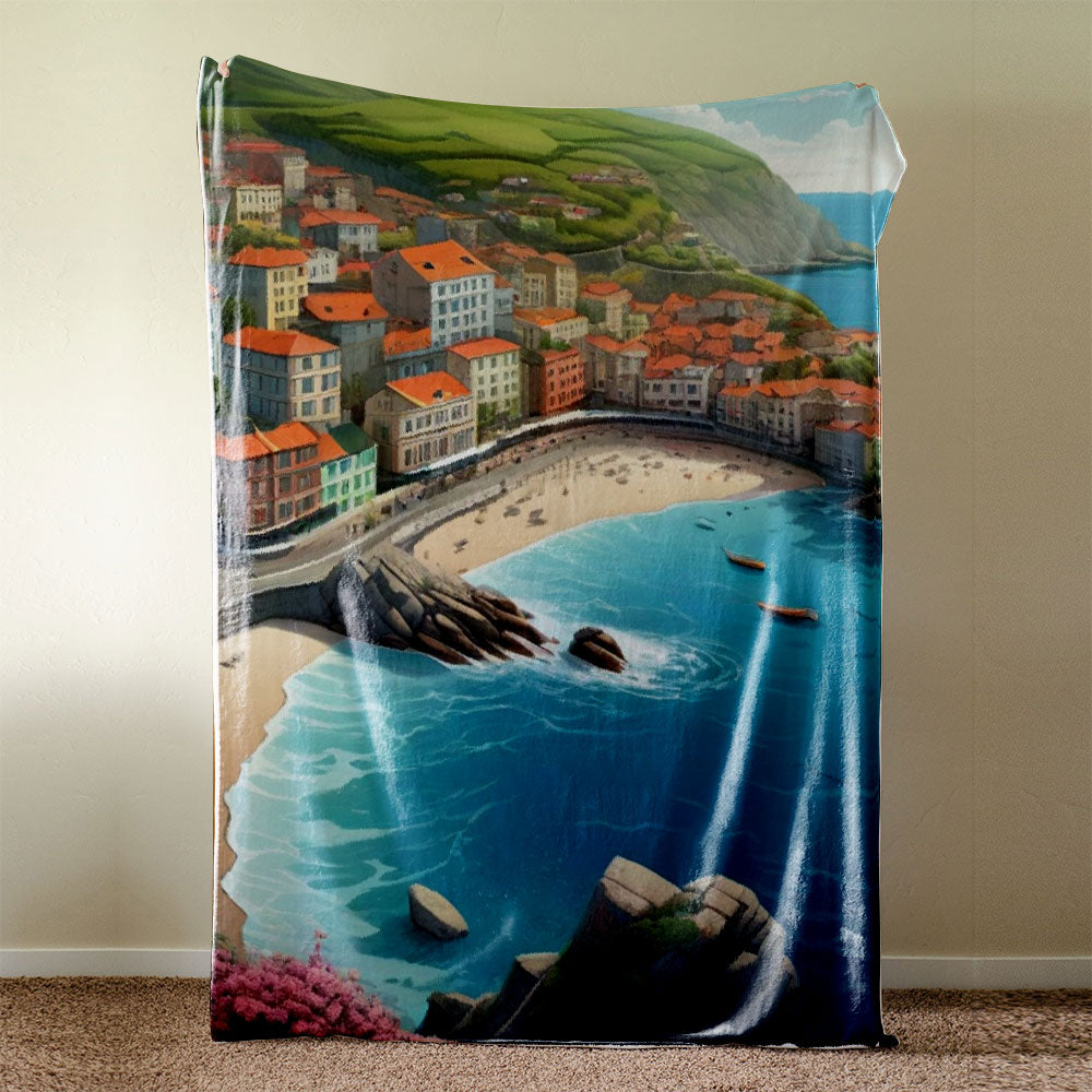 Flannel Fleece Coastal City Blanket