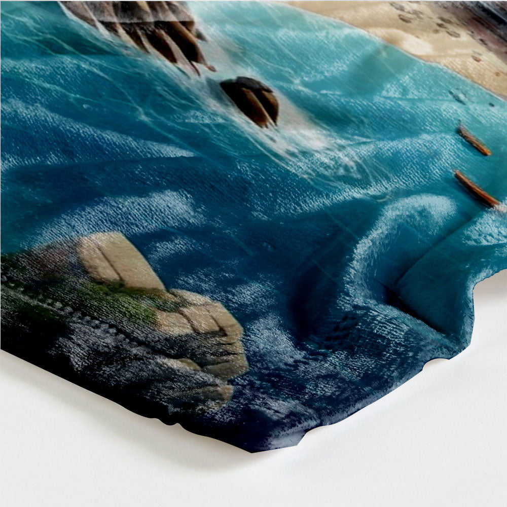 Flannel Fleece Coastal City Blanket
