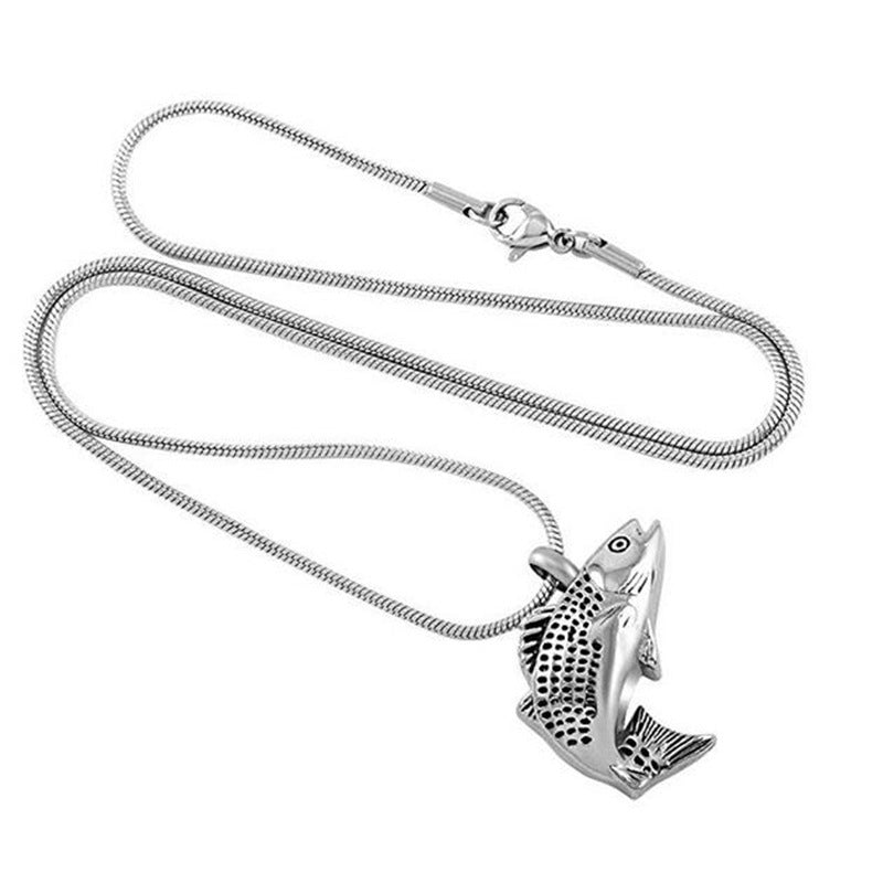 Fish Urn Necklace, Fish Cremation Pendants for Men | Fish Cremation Necklaces