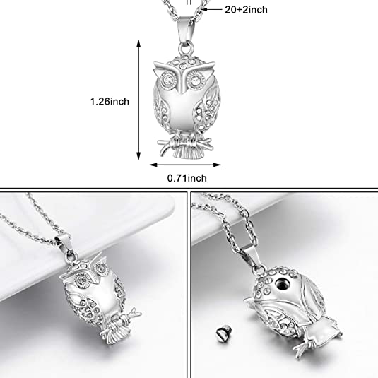 Owl Urn Necklace, Owl Pendants for Ashes | Owl Ashes Necklace