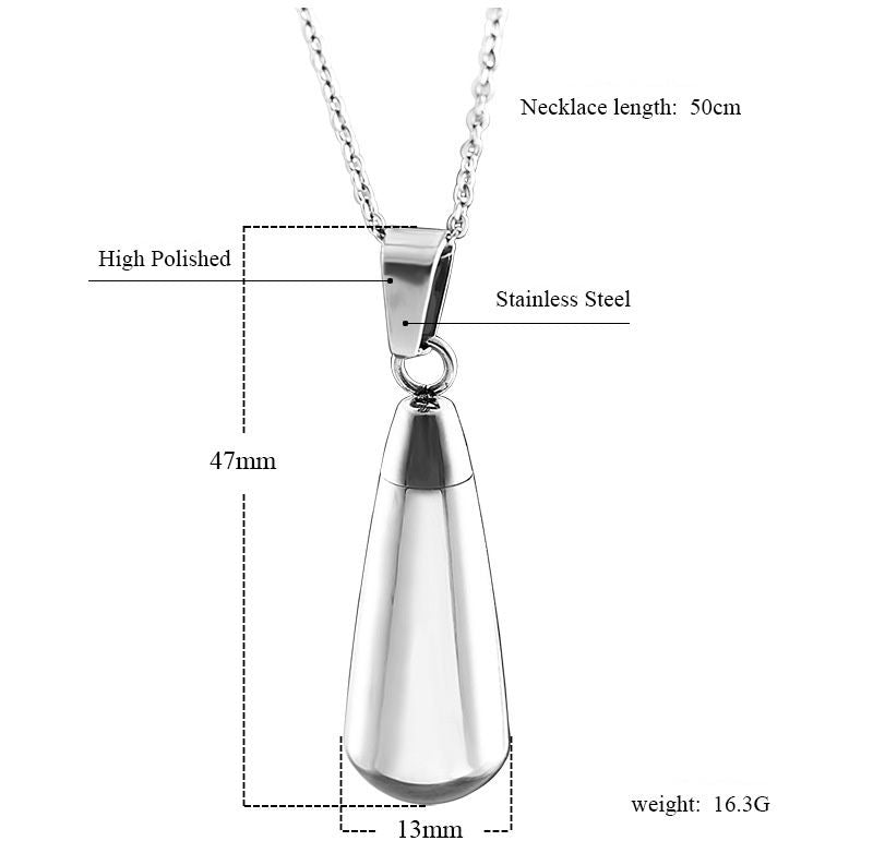 Classic Silver Teardrop Urn Necklace Perfume Pendants | Teardrop Memorial Necklace