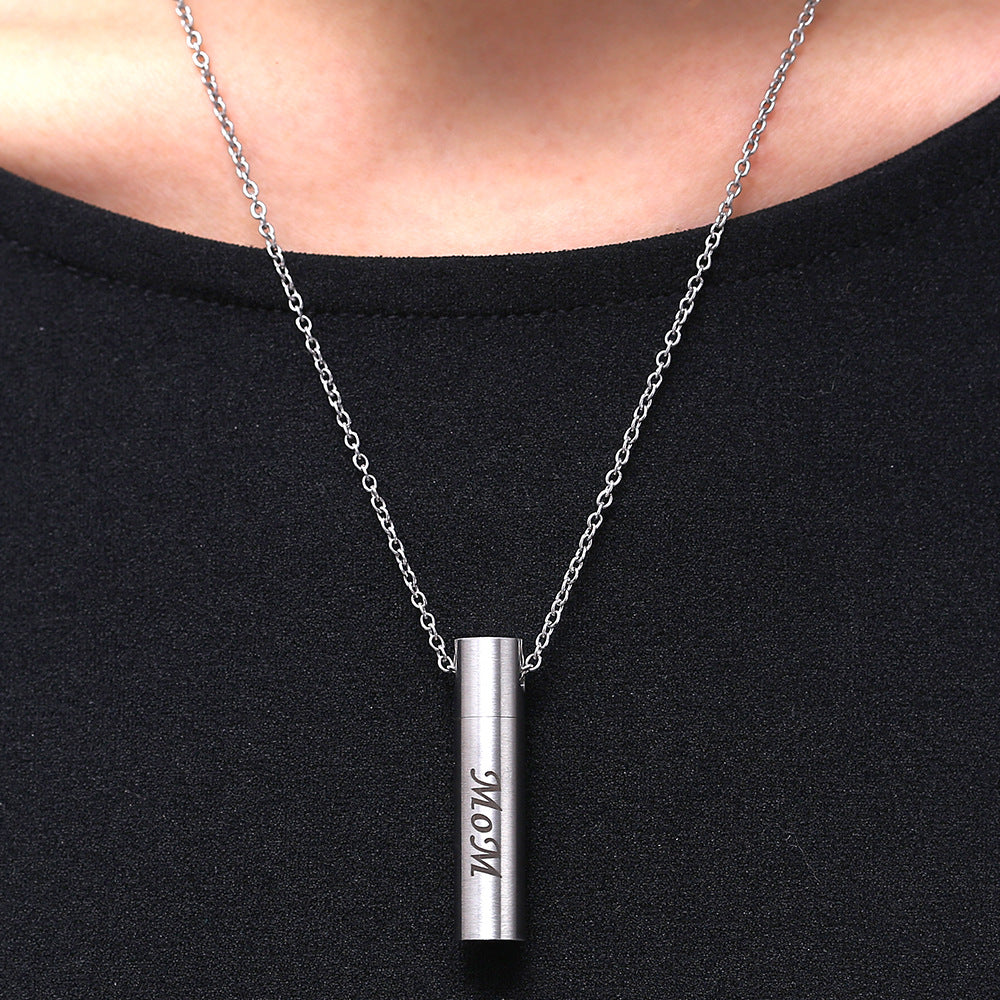 Column Urn Necklace Dad Mom Tube Parent Cremation Pendants | Urn Necklace for Mom