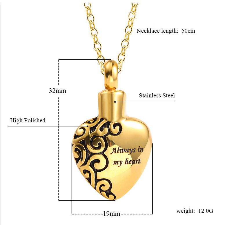 Always in My Heart Cremation Necklace with Spiral Design | Always in My Heart Ashes Necklace