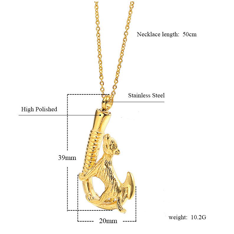 Dog Fish Hook Necklace for Ashes Perfume | Dog Fish Hook Urn Necklace