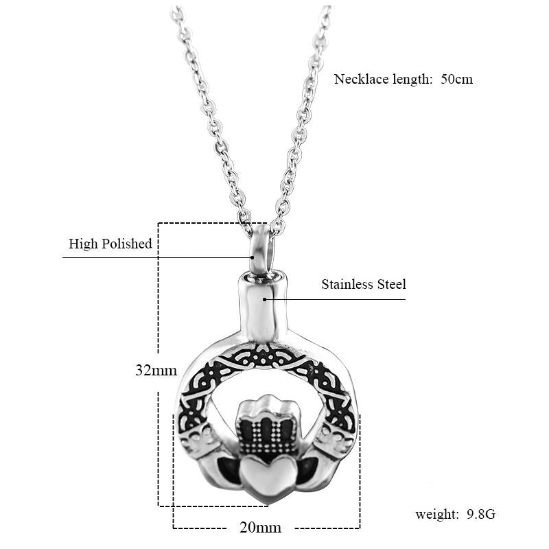 Silver Love The Crown Ashes Necklace | Necklace for Ashes Heart