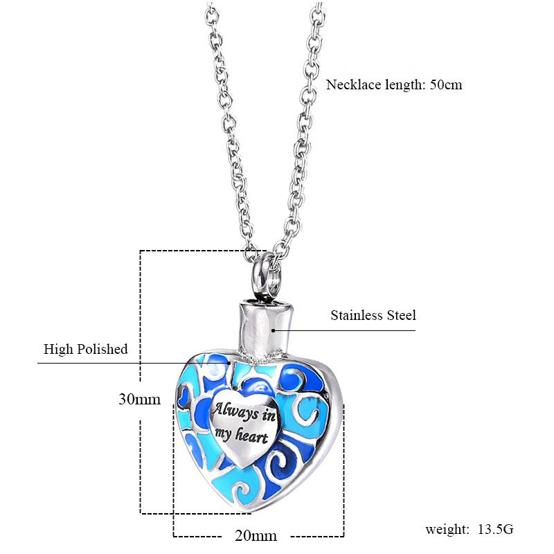 Electroplate Always in My Heart Necklace for Ashes | Always in My Heart Cremation Necklace