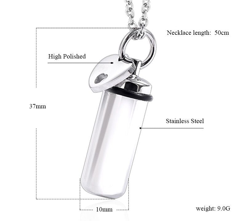 Classic Cremation Cylinder Pendant with Love | Cylinder Love Urn Pendants