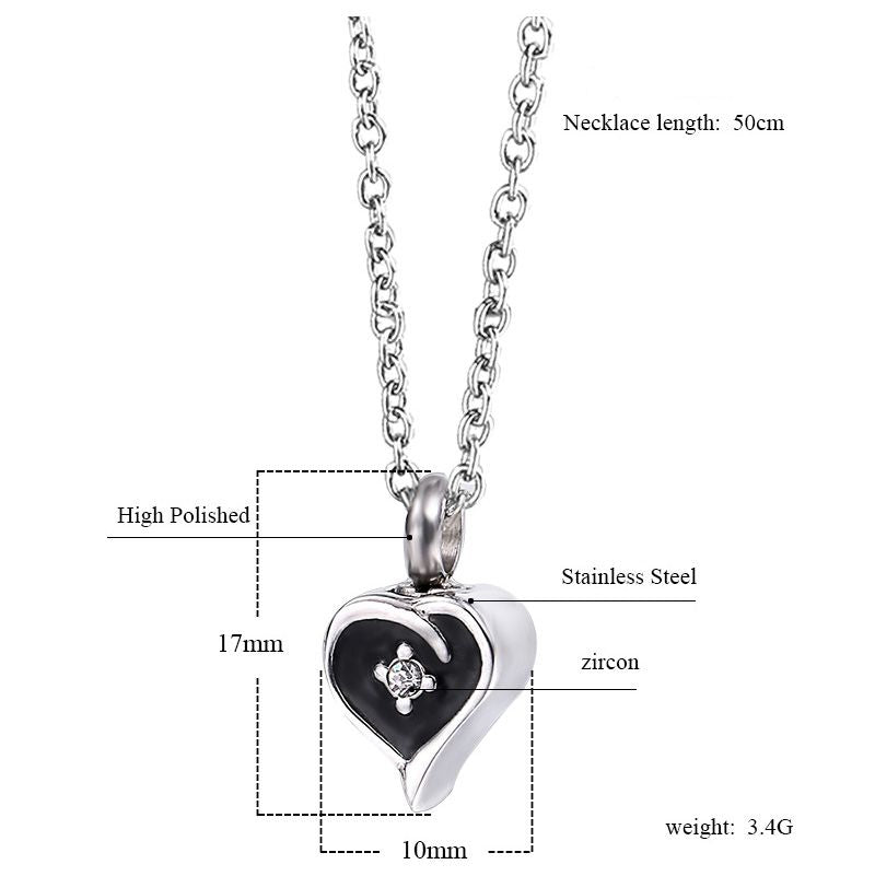 Heart Shaped with Zircon Cremation Necklaces for Women | Heart Zircon Ashes Necklace for Women