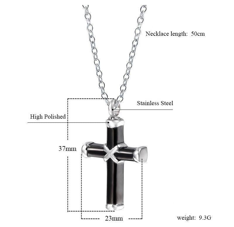 Cross Necklace for Ashes titanium Steel Necklace Memorials | Cross Cremation Pendants