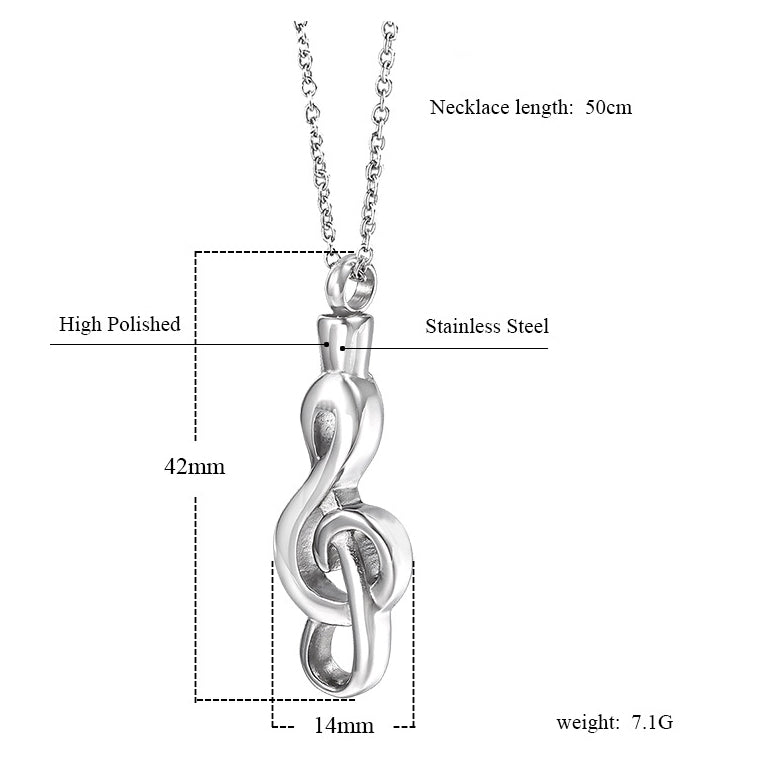 Musical Note Ashes Necklace | Musical Note Cremation Necklaces