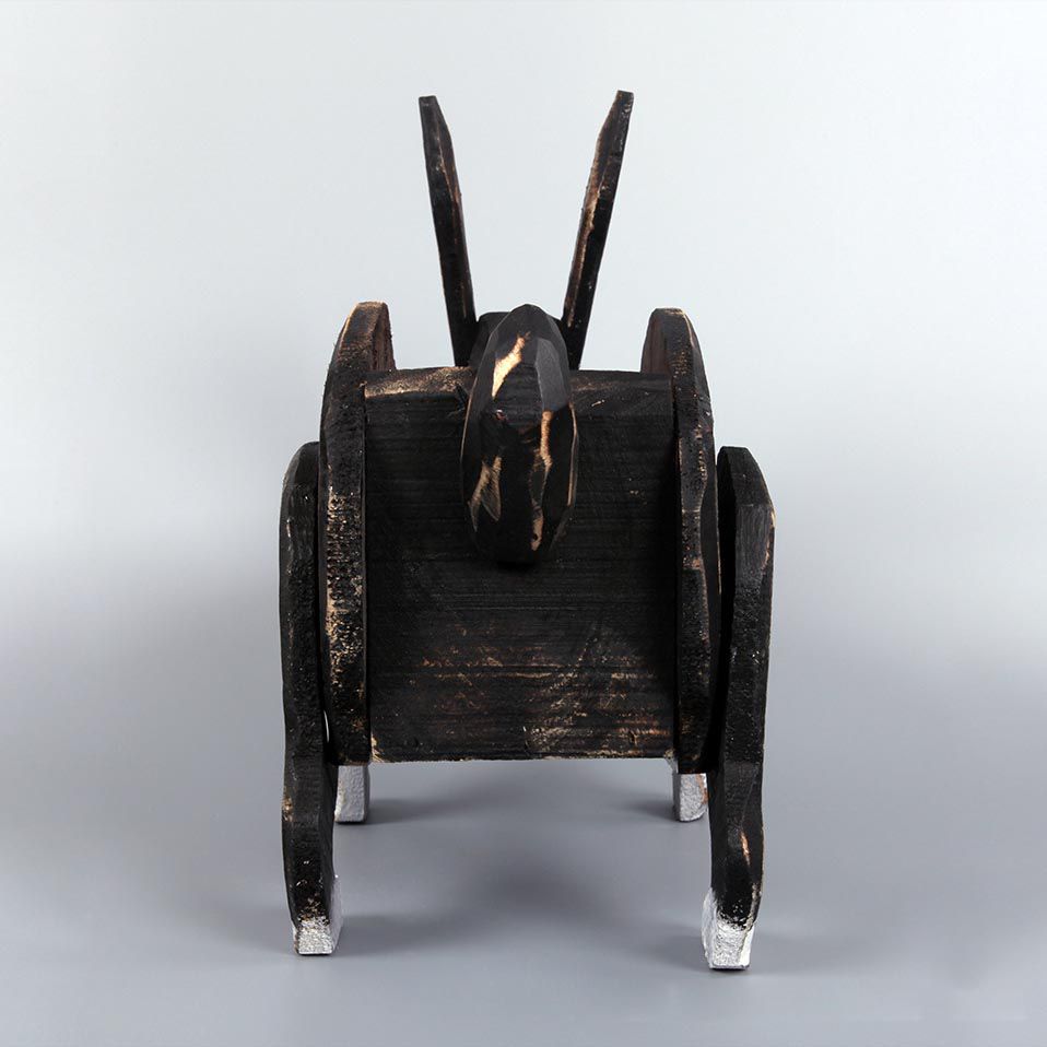 Vintage Solid Wood Rabbit Planter | Wooden Rabbit Planter