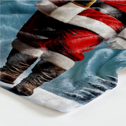 Cozy Santa and Reindeer Flannel Fleece Blanket