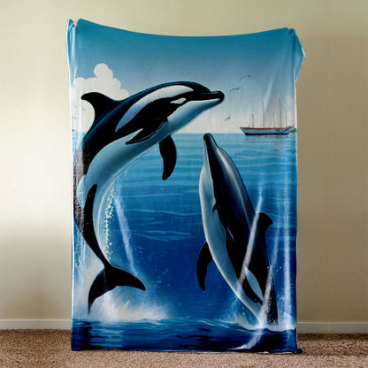 Flannel Fleece Dolphin Blanket