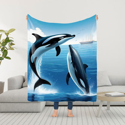 Flannel Fleece Dolphin Blanket