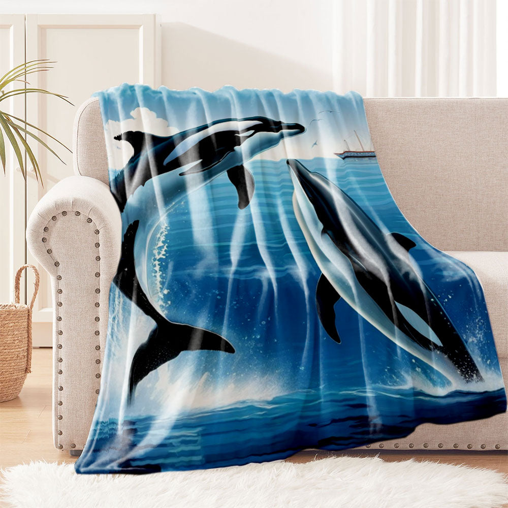 Flannel Fleece Dolphin Blanket