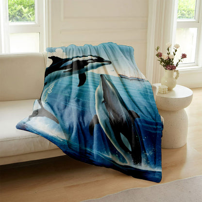 Flannel Fleece Dolphin Blanket