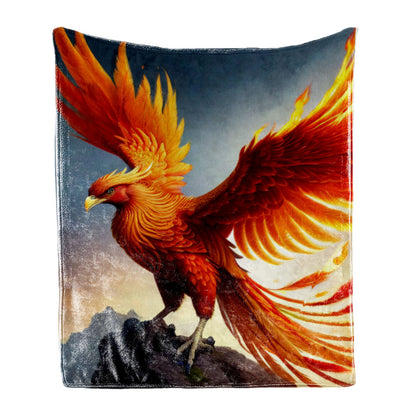 Cozy Flannel Fleece Fire Phoenix Blanket