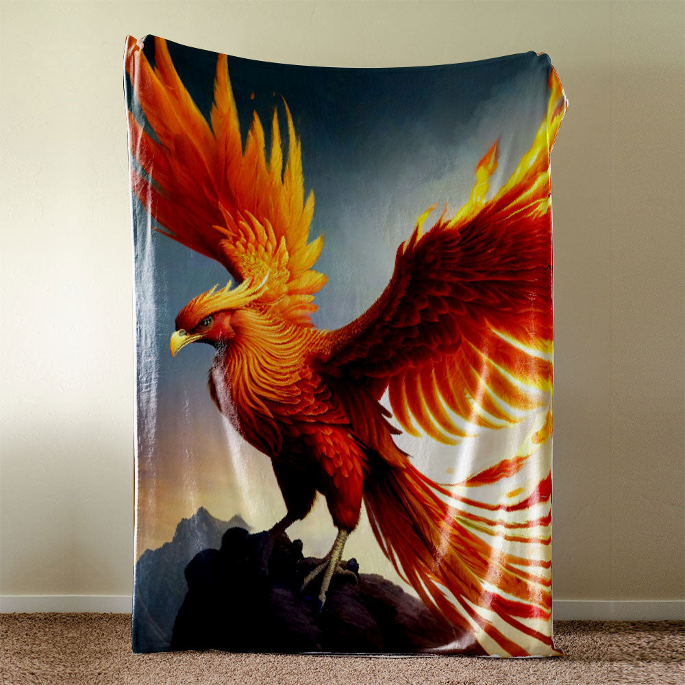 Cozy Flannel Fleece Fire Phoenix Blanket