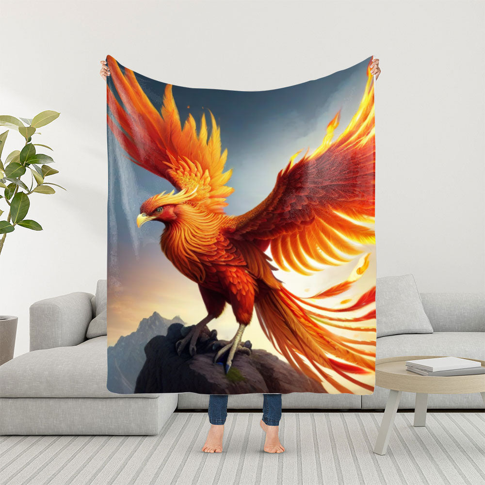 Cozy Flannel Fleece Fire Phoenix Blanket