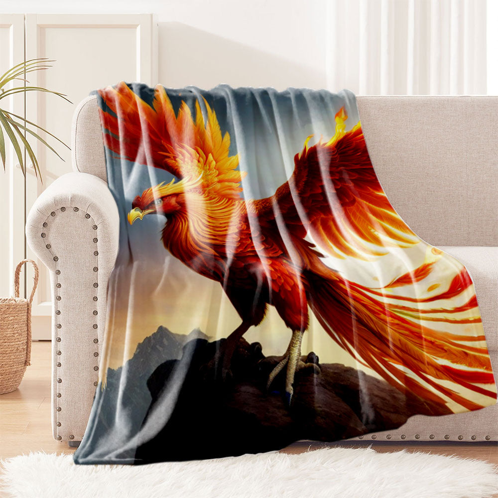 Cozy Flannel Fleece Fire Phoenix Blanket