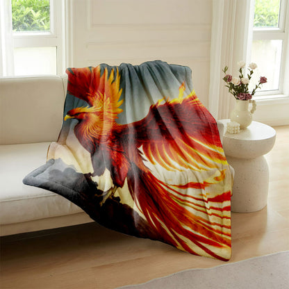 Cozy Flannel Fleece Fire Phoenix Blanket