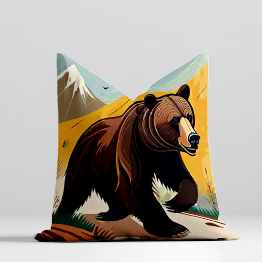 Linen Fabric Bear Pillow Cover