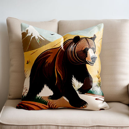 Linen Fabric Bear Pillow Cover