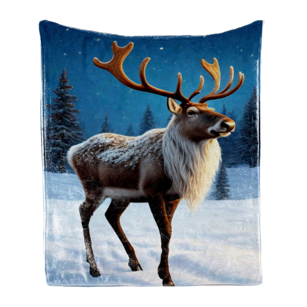 Cozy Reindeer Flannel Fleece Blanket