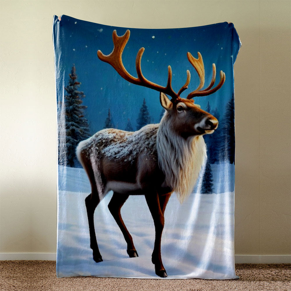 Cozy Reindeer Flannel Fleece Blanket