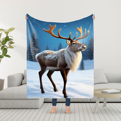 Cozy Reindeer Flannel Fleece Blanket