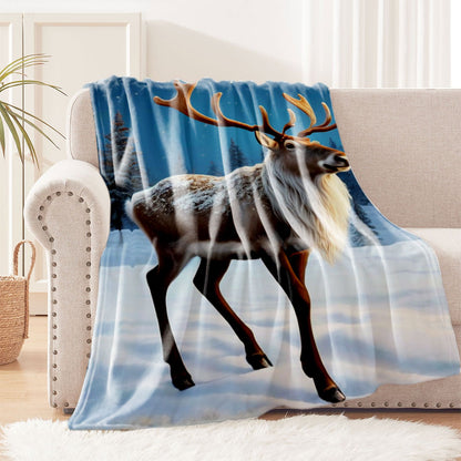 Cozy Reindeer Flannel Fleece Blanket