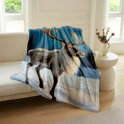 Cozy Reindeer Flannel Fleece Blanket