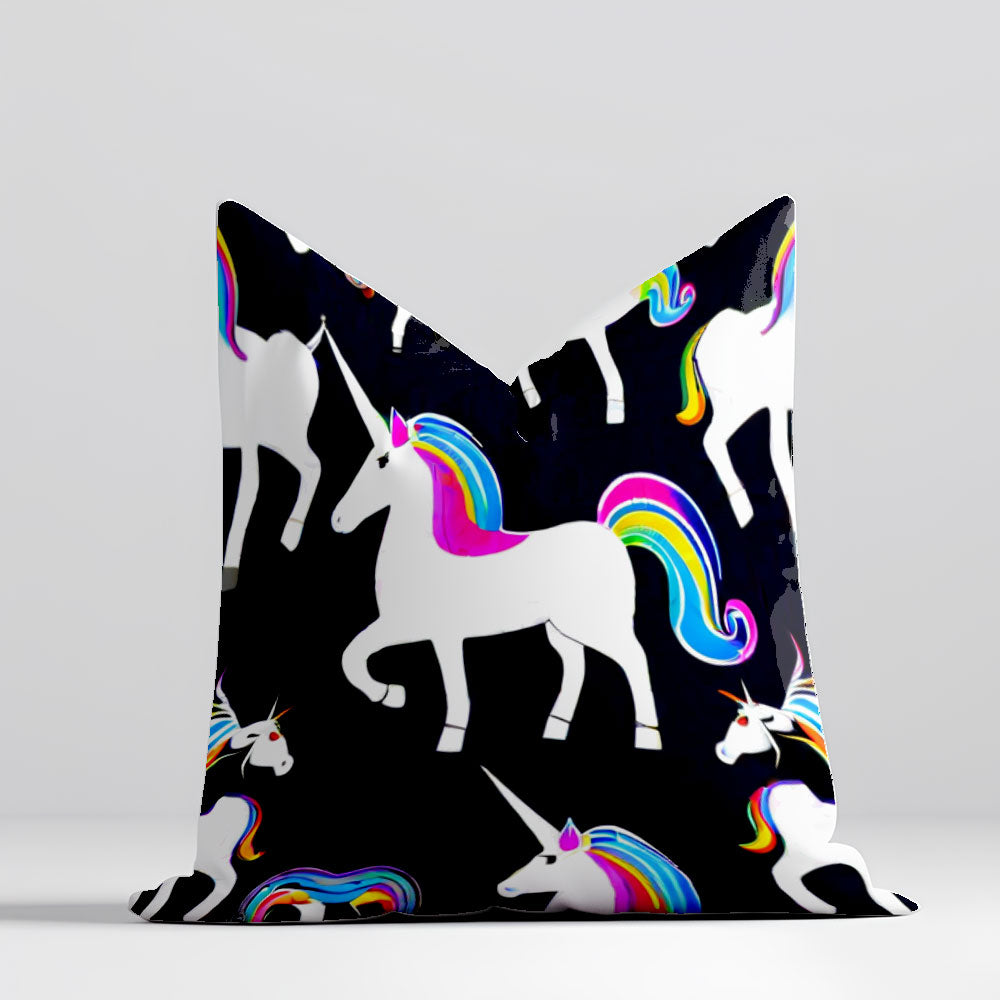 Linen Fabric Cartoon Unicorn Pillow Cover