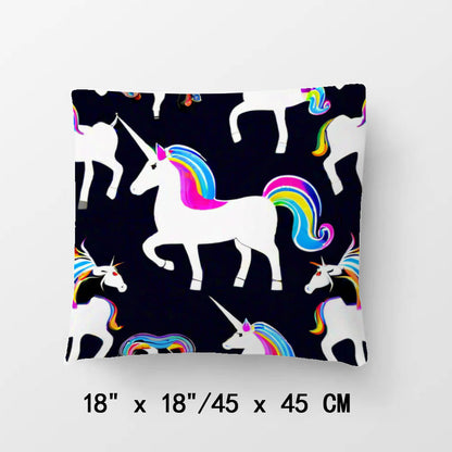 Linen Fabric Cartoon Unicorn Pillow Cover