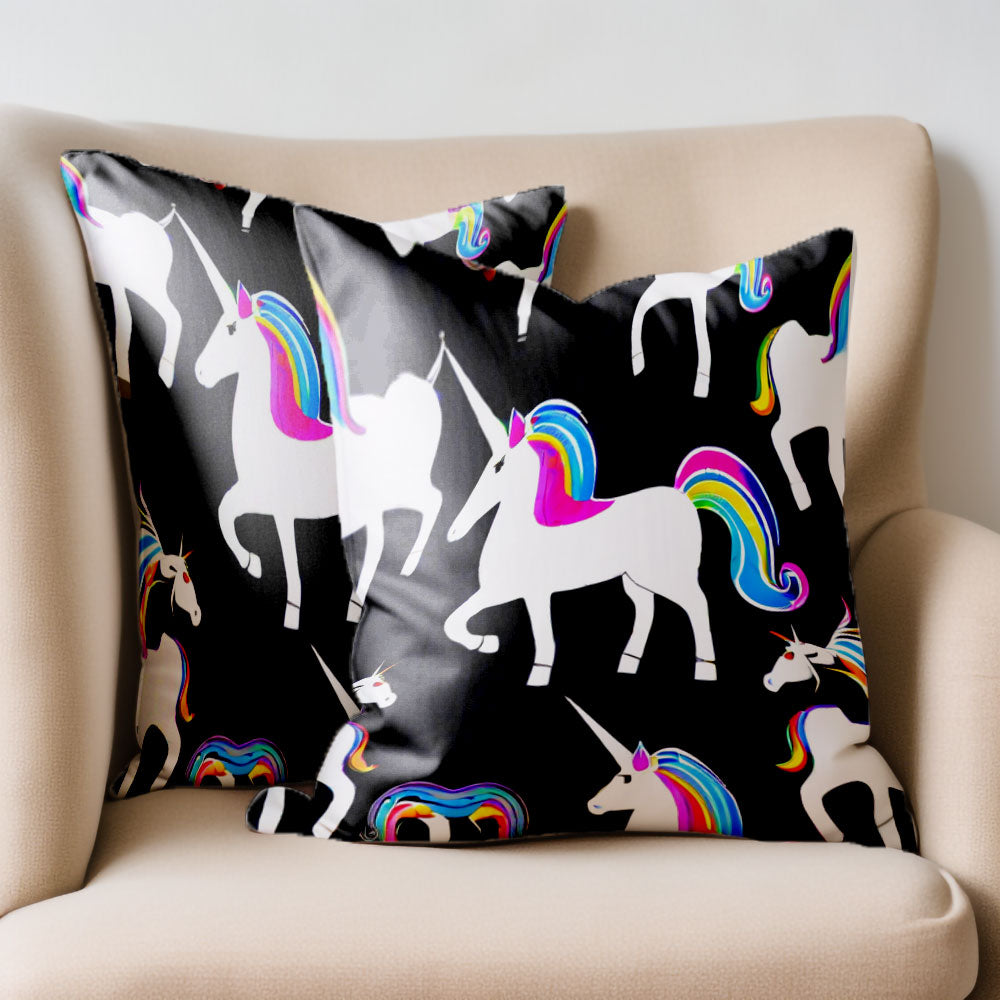 Linen Fabric Cartoon Unicorn Pillow Cover