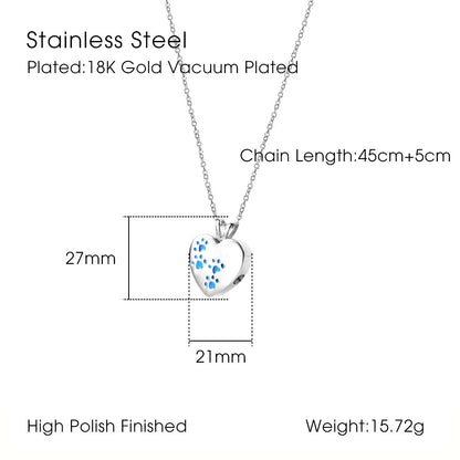 Heart Shaped Dog Paw Print Ashes Necklace | Dog Paw Print Cremation Necklace