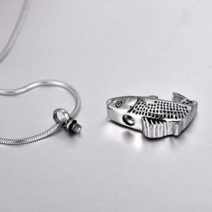 Fish Urn Necklace, Fish Cremation Pendants for Men | Fish Cremation Necklaces