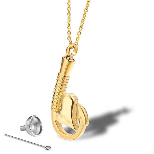 A Heart Took Fish Hook Urn Necklace Perfume Necklace | Fish Hook Necklace for Ashes