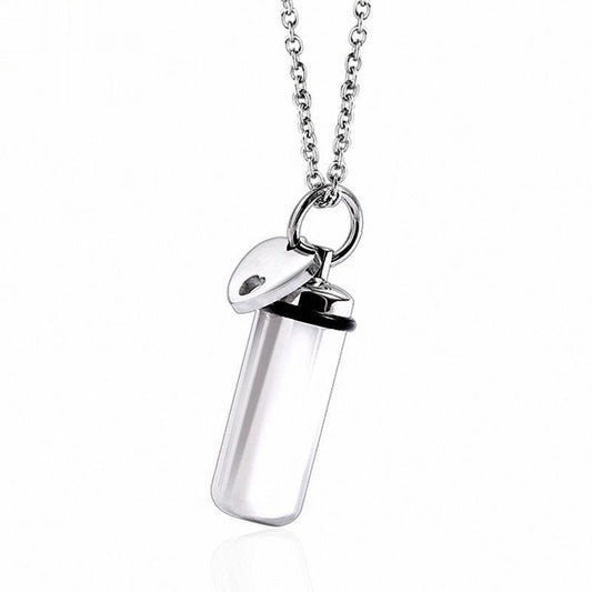 Classic Cremation Cylinder Pendant with Love | Cylinder Love Urn Pendants