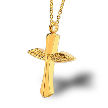 Bless Cross Wing Ashes Necklace | Cross Necklace That Holds Ashes
