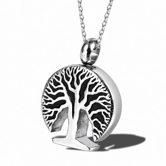 Silver High Polished Tree of Life Urn Necklace | Tree of Life Pendant for Ashes
