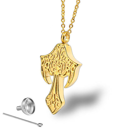 Catholicism Mens Cremation Cross Necklace | Cross Urn Necklace