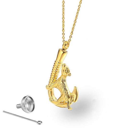 Dog Fish Hook Necklace for Ashes Perfume | Dog Fish Hook Urn Necklace