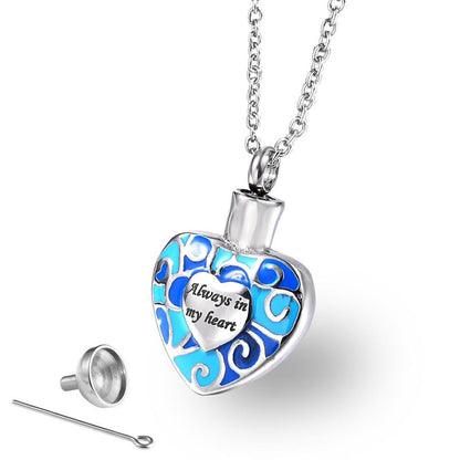 Electroplate Always in My Heart Necklace for Ashes | Always in My Heart Cremation Necklace