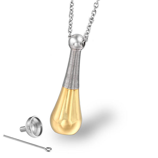Gold Silver Baseball Bat Ashes Necklace Perfume Necklace | Baseball Bat Urn Necklace