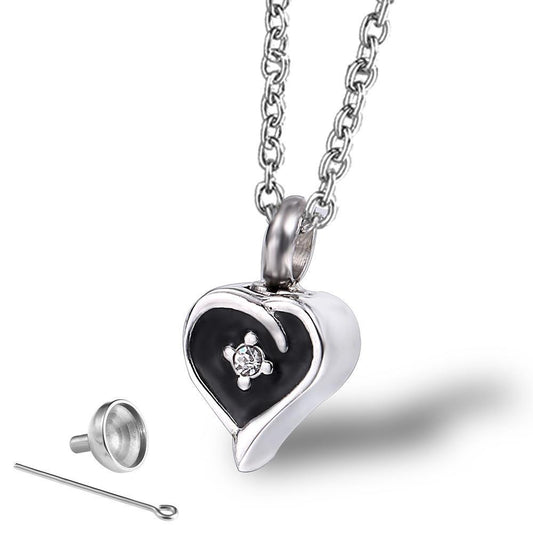 Heart Shaped with Zircon Cremation Necklaces for Women | Heart Zircon Ashes Necklace for Women