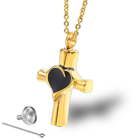 Heart Cross Urn Necklace for Ashes | Cross Necklaces for Cremation Ashes