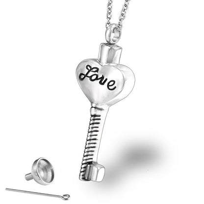 Love Heart Key Ashes Necklace | Key Shaped Cremation Necklace