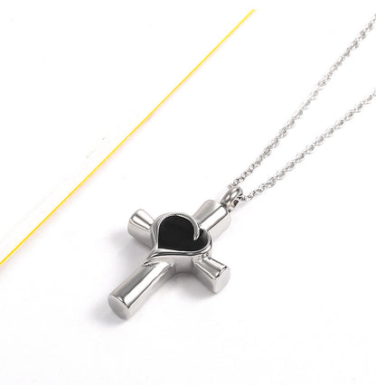 Heart Cross Urn Necklace for Ashes | Cross Necklaces for Cremation Ashes