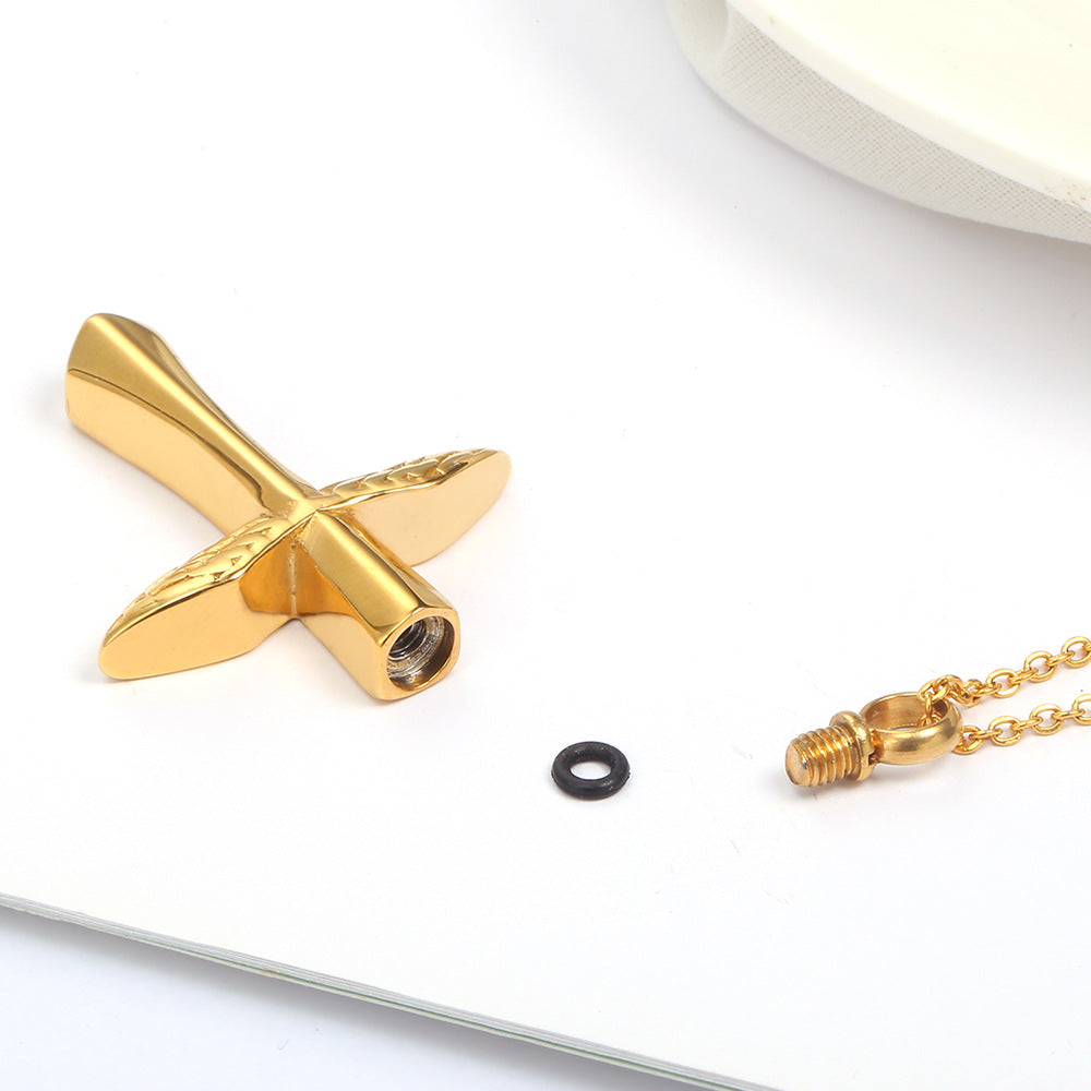 Bless Cross Wing Ashes Necklace | Cross Necklace That Holds Ashes